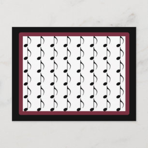 Black and Burgundy Musical Notes Postcard
