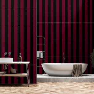 Black And Burgundy Red Ultra Wide 4 Inch Stripe Wallpaper