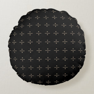 Black and BurlyWood Modern Pattern Round Cushion