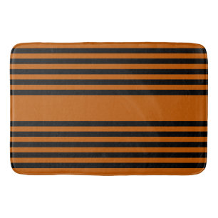 Black and burnt orange five stripe pattern bath mat