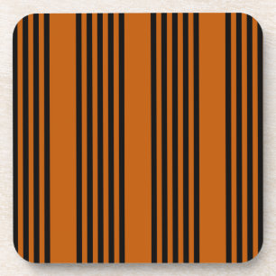 Black and burnt orange five stripe pattern coaster