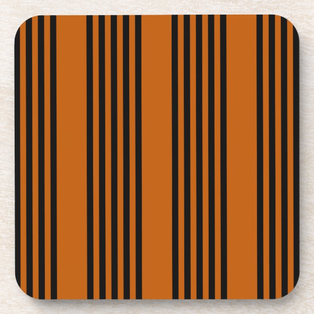 Black and burnt orange five stripe pattern coaster (Front)