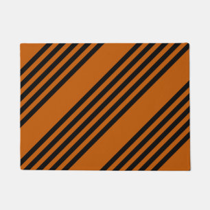 Black and burnt orange five stripe pattern doormat