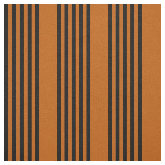 Black and burnt orange five stripe pattern fabric (Swatch)