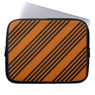 Black and burnt orange five stripe pattern laptop sleeve