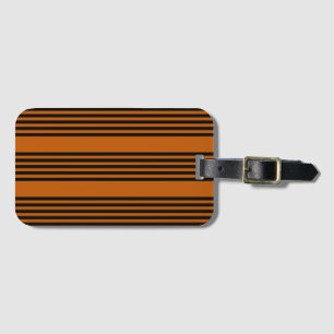 Black and burnt orange five stripe pattern luggage tag