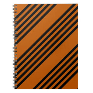 Black and burnt orange five stripe pattern notebook