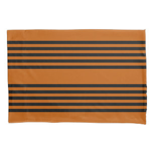 Black and burnt orange five stripe pattern pillowcase