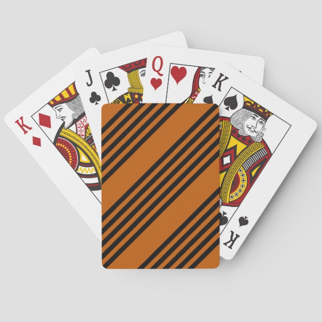 Black and burnt orange five stripe pattern playing cards (Back)