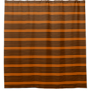 Black and burnt orange five stripe pattern shower curtain