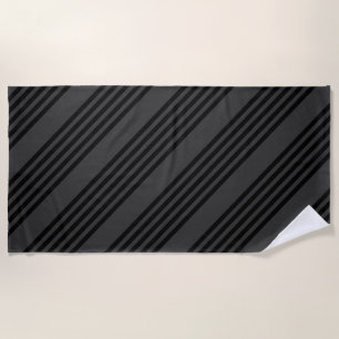 Black and charcoal five stripe pattern beach towel