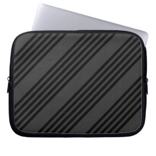 Black and charcoal five stripe pattern laptop sleeve