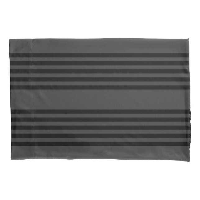 Black and charcoal five stripe pattern pillowcase (Front)