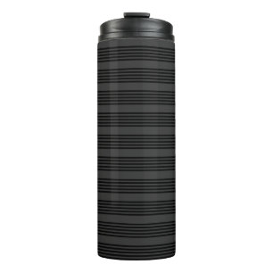Black and charcoal five stripe pattern thermal tumbler