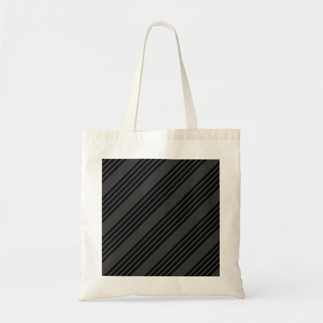 Black and charcoal five stripe pattern tote bag (Front)