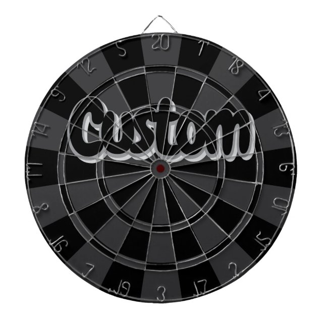 Black And Charcoal Grey Custom Text Dartboard (Front)