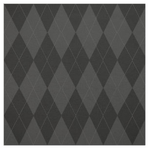 Black and Charcoal Grey Diamond Argyle Pattern Fabric