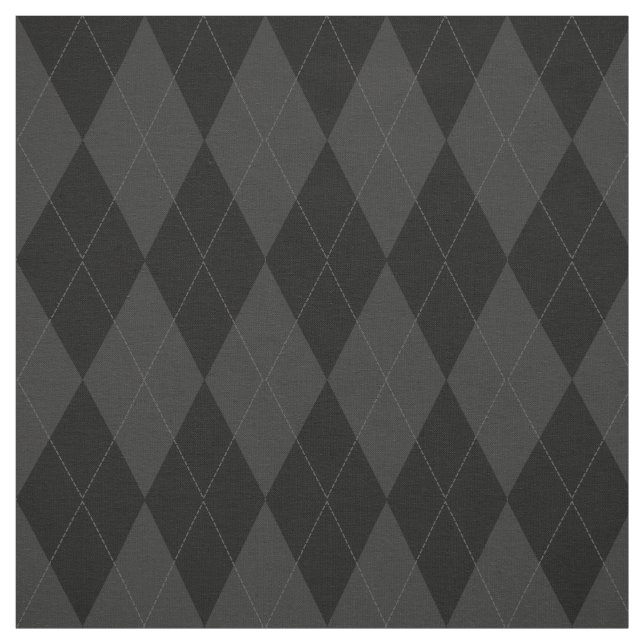 Black and Charcoal Grey Diamond Argyle Pattern Fabric (Swatch)