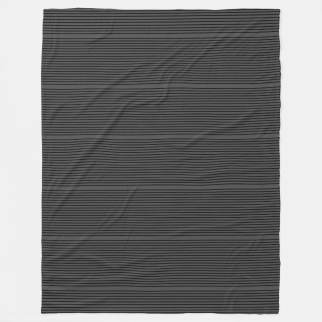 Black And Charcoal Grey Pinstripe Fleece Blanket (Front)