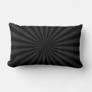 Black and Charcoal Sun Burst Decor Lumbar Cushion