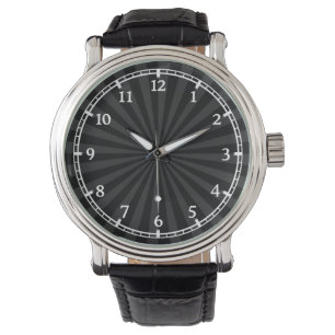 Black and Charcoal Sun Burst Dial Watch