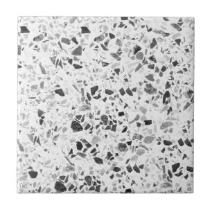 Black and Charcoal Terrazzo Print Ceramic Tile