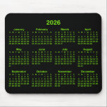 Black and Chartreuse Green 2026 Calendar Mouse Pad<br><div class="desc">Looking for a sleek and stylish way to keep track of your days? Check out this black and chartreuse green 2026 calendar mousepad! It makes a great gift for anyone who loves to stay organized. Plus, it's a great way to show off your personality and make your desk look unique...</div>