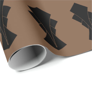 Black and Coffee Fantail Wrapping Paper