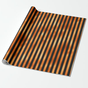 Black and Copper Stripes Wrapping Paper