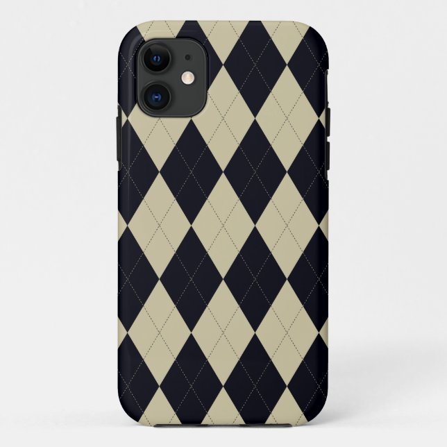 Black and Cream Argyle Universal iPhone 5 Case (Back)