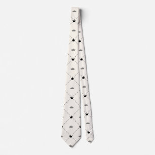 Black and cream crown all over print tie