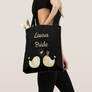 Black and Cream Cute Bride Tote Bag