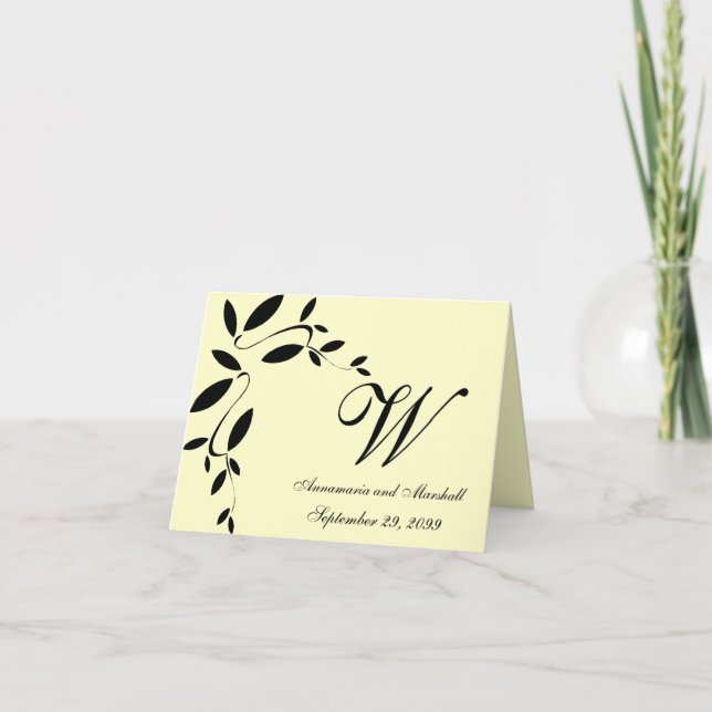 Black And Cream Leaves Formal Wedding Invitation (Front)
