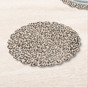 Black and Cream Leopard Print      Paper Coaster