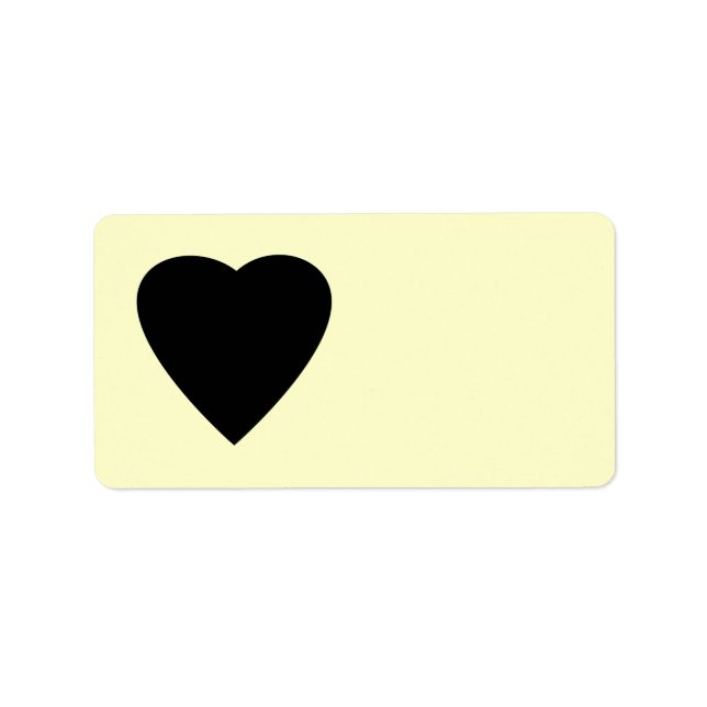 Black and Cream Love Heart Design. Label (Front)