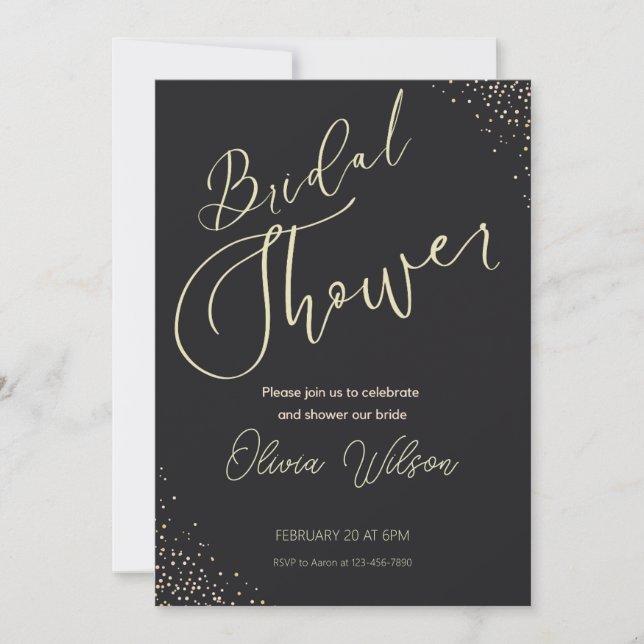 Black And Cream Minimalist Festive Bridal Shower  Save The Date (Front)