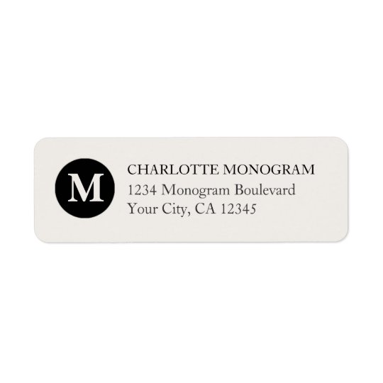 Black and Cream Monogram Return Address Label