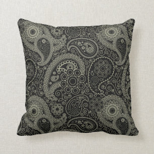 Black And Cream Paisley Cushion