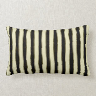 Black and Cream Pinstripe Wedding Elegant Lumbar Cushion