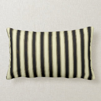 Black and Cream Pinstripe Wedding Elegant Lumbar Cushion
