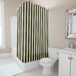 Black and Cream Pinstripe Wedding Elegant Shower Curtain