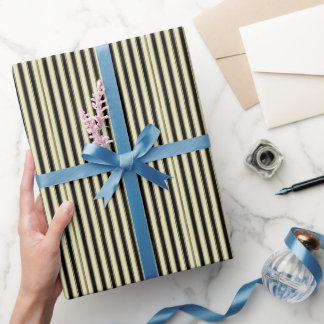 Black and Cream Pinstripe Wedding Elegant Wrapping Paper