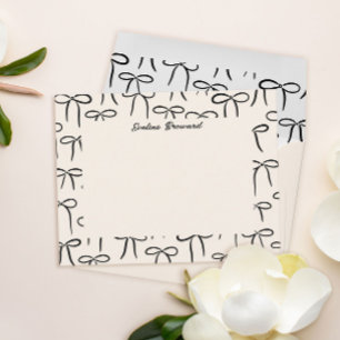 Black and Cream Simple Bows Personal Stationery Card