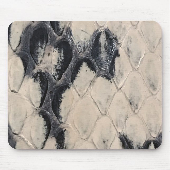 Black and cream snakeskin texture pattern mouse pad (Front)