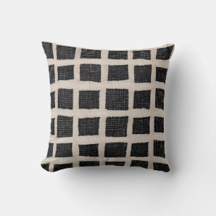 Black and Cream Textured Squares Cushion