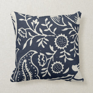 Black And Cream Vintage William Morris Floral Cushion