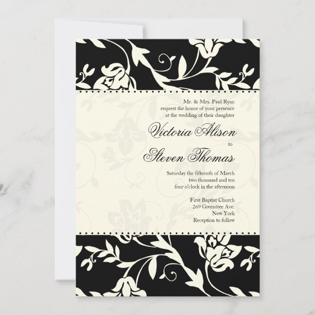 Black and Cream Wedding Invitation (Front)
