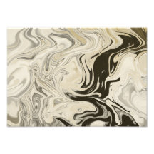 Black and Cream White Abstract Art Print