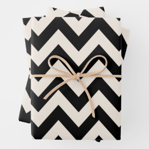 Black And Cream White Chevron, Zigzag Herringbone Wrapping Paper Sheet