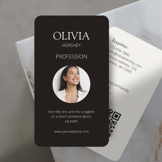 Black and Creamy Ivory Photo Social QR Code  Business Card